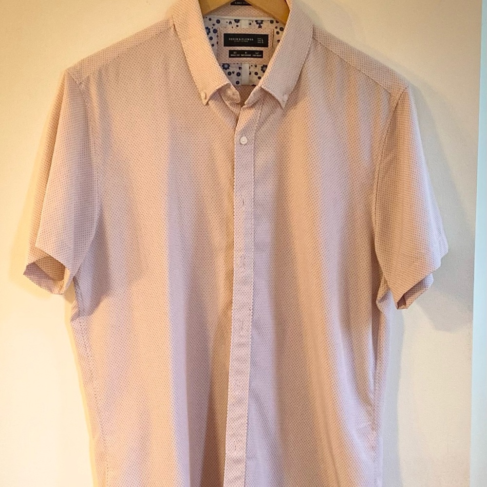 Denim & Flower Beige Short Sleeve Shirt